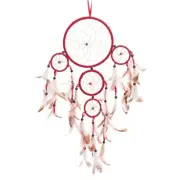 22" Traditional Red Dream Catcher with Feathers Wall or Car Hanging Ornament 5