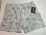 Men’s Jeremiah’s Trunk Short Scratchy Palms XL Gray Vapor Blue Mad Pelican NWT