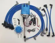 FORD FLATHEAD 239 255 1949-53 BLUE Small Cap HEI Distributor + SPARK PLUG WIRES (for: Ford)