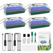 Seed Starter Tray with Grow Light,4 Pack 160 Cells Seedling Tray with Humidit...