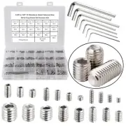 380Pcs 19 Sizes #4-40 to 3/8"-16 UNC Standard SAE Hex Socket Cup Point Set Sc...