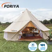 PORIYA 4M 4-Season Canvas Bell Tent Waterproof Canvas Glamping Yurt Teepee Tents