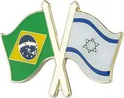 [Pinstant] Brazil Brazilian Israel Israeli National Flag Crossed Flags Friendship Love Alliance Allies 1" Enamel Pin, 1 Inch, Enamel, enamel