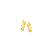 9ct Gold Leaf Cutout Diamond-cut Huggie Earrings