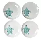 Sigrid Olsen MELAMINE DINNER PLATES Sealife Turtle Turquoise White Set of 4