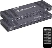 HDMI Matrix Switch 4x4, 4K HDMI Matrix 4 in 4 Out Switch Splitter Box with IR Remote Control and 3 Control Mode, Support RS232 Control, Support Ultra 4K@30Hz, 3D, HDMI 1.4, HDCP 1.4
