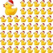 50 Pcs Mini Resin Duck Bulk Tiny Christmas Miniature Duck Figures for Micro Dollhouse Accessories Santa Hat Ducks Ornament for Xmas Craft DIY Fairy Garden Landscape Aquarium Potted Plants Party Decor