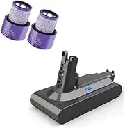 4800mAh V10 Replacement Battery for Dyson V10 Animal/Absolute/Fluffy/SV12 Cordless Stick Vacuum Cleaner, 25.2V Li-ion with 2 Filters, 10 Protections, 1-Year Warranty(Not Fit SV10)