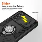 For Samsung Galaxy A55, Shockproof Camera Slide Cover Stand Ring Holder Case