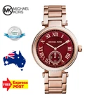 NEW MICHAEL KORS SKYLAR MK6086 ROSE GOLD/RED/CRYSTAL WOMENS LADIES QUARTZ WATCH