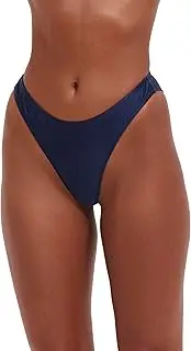 [profile designed by Gottex] Gottex Flirtt Women's Bikini Bottoms Blue Swimwear Shape Tummy Control Bikini Bottom Briefs Satin Touch Size
