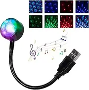 awlbed Car USB Starlight, Round Sound Control Plug and Play Ambient Light, 9 Modes RGB Romantic Starlight Decorative Light, Universal for Most Cars (Multicolored)
