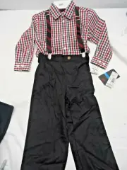 Dockers Toddler Boys 3 Piece Set SHIRT PANTS SUSPENDERS 3T