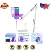 Dynamic USB Microphone for Streaming & Gaming with Flexible Stand and RGB Lights