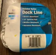 Wellngton Twisted Nylon Mooring Rope Dock Line 3/8" x 15 ft Free Shipping