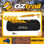 OZTRAIL SCREW-IN SAND PEG KIT 6PCE - HEAVY DUTY W/ ADAPTOR SOCKET + CARRY BAG