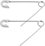[GAROZATION] 2pcs Pin Earrings Retro Vests Full Finger Rings Pierced Earrings Men's Vests Nail Rings Household Wrench Pendant Decorations Rock Pins Oversized Pins Hook Silver Titanium Steel