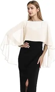 [NMFX] Women Chiffon Cape Bridal Soft Chiffon Scarve Shawls Wraps Beach Cover Up Wedding Bridal Capelet Evening Shawls, Champagne