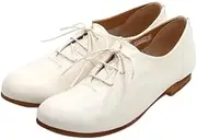 YOSUKE(ヨースケ) 5510112 Women's Flat Loafer, White (Off-White), 22.5 cm