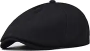[XMSM] Cotton Newsboy Hats for Men Four Seasons Octagonal Hat Duck Tongue Painter Cap Unisex Big Head Caps Casual Headdress (Color : Black, Size : One Size)