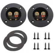 2 Pcs Black 3" Round 2-Way Speaker Box Terminal Binding Post Screw Cup Connec...