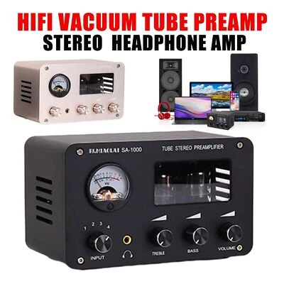 HiFi Vacuum Tube Preamp Stereo Desktop Headphone Amp Audio Switcher Box 4-way