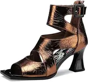 [TDD] Chunky Gladiator Sandals for Women Summer Dressy High Heels Square Toe Block Sandalias Para Mujer Open Toe Faux Leather Strappy Outdoor Ladies Wedding 3 Inch Sandles