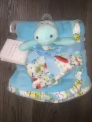 Le Bebe Dinosaur Blue Baby Plush Blanket & Lovey Security Combo Set Soft Nwt