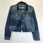 Sz Large J BRAND Harlow Blue Shadow Cropped Denim Jacket $258 BPM
