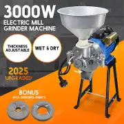 3000W Electric Mill Wet Dry Grinder Machine Corn Grain Rice Wheat Cereal Feed AU