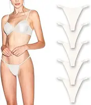 [BARE SKIN ESSENTIALS] G-String Thongs for Women | No-Show Invisible Panty Lines | Seamless | 100% Cotton Gusset | 5 Pack