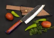 CHEF KITCHEN KNIFE HAND FORGED 13'' INCHS CARBON STEEL WITH RESIN HANDLE