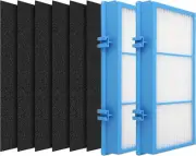 2 HEPA + 6 Carbon Booster Filters for Holmes AER1 Type HAPF30AT Air Purifier