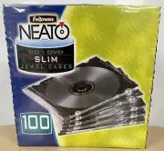 100 CD Cases Jewel DVD Clear Black Slim Neato Fellowes 2005 New Y2K Disc Storage