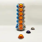 Nespresso Vertuo Coffee Pod Holder – Rotating Metal Stand | Holds 28 Pods Silver