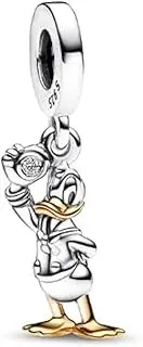 [The Charmery] 100th Anniversary Donald the Duck Charm 925 Sterling Silver Pendant Charm Compatible with Pandora Charms,and Many Other UK Charm Bracelets., Metal