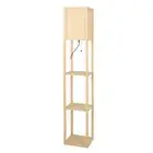 Emitto Floor Lamp LED Storage Shelf 3 Tier Wood Standing Reading Corner Light