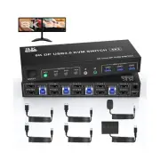 8K@60Hz Displayport USB 3.0 KVM Switch 2 Monitors for 4 Computers 8K@60Hz 4K@...
