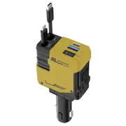 A1 66W 4 in 1 Car Phone Charger with Retractable Cable, 180° Free Adjustment, USB/Type-C Dual Interface & PD Fast Charge - Yellow