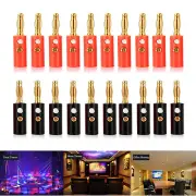 20X 4mm Banana Audio Speaker Plugs Connectors Gold Plated Connectors Black & Red