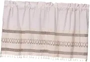 Generic Valance Curtain Boho Machine Washable Cotton Linen Rustic Short Curtain for Window for Nursery Bedroom Bathroom Dorm Decor, Thin Stripes L