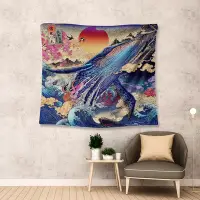 在飛比找Yahoo!奇摩拍賣優惠-浮世繪日式風格客廳掛毯神奈川海浪壁毯裝飾畫掛布ins風背景布