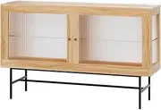 Artiss Sideboard Buffet Cabinet with Transparent Sliding Door, Inner Shelves Pantry Cupboard Corner Cabinet, Kitchen Storage Table Display Organizer Hallway