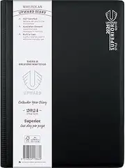 Upward Diaries 9231 Superior Daily 2024 Diary - A4, Phthalate Free PVC Cover - Black