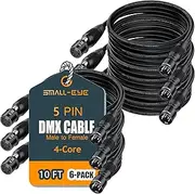 DMX Cables 10 ft 6 Pack - 5 Pin Male to Female, 4-Core Premium Stage Lighting DMX512 Cable (10')
