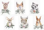 CreativeRobin I Set of 6 Woodland Poster Set, Children's Room Decoration, without Frame