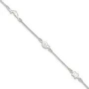 Sterling Silver Polished Animal 9In Plus 1In Ext. Anklet