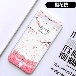 iPhone6 6s 滿版櫻花系列9H玻璃鋼化膜手機保護貼(iPhone6s保護貼 iPhone6s鋼化膜)