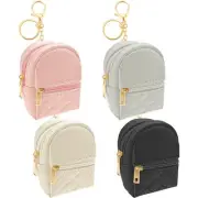 4 Pcs Mini Backpack Cosmetic Bag Keychain PU Leather Lipstick Holder Cute Case