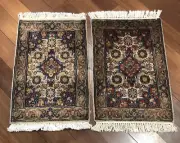 Pair of 30”x20” Handknotted Wool Carpet Home Interior Small Rugs